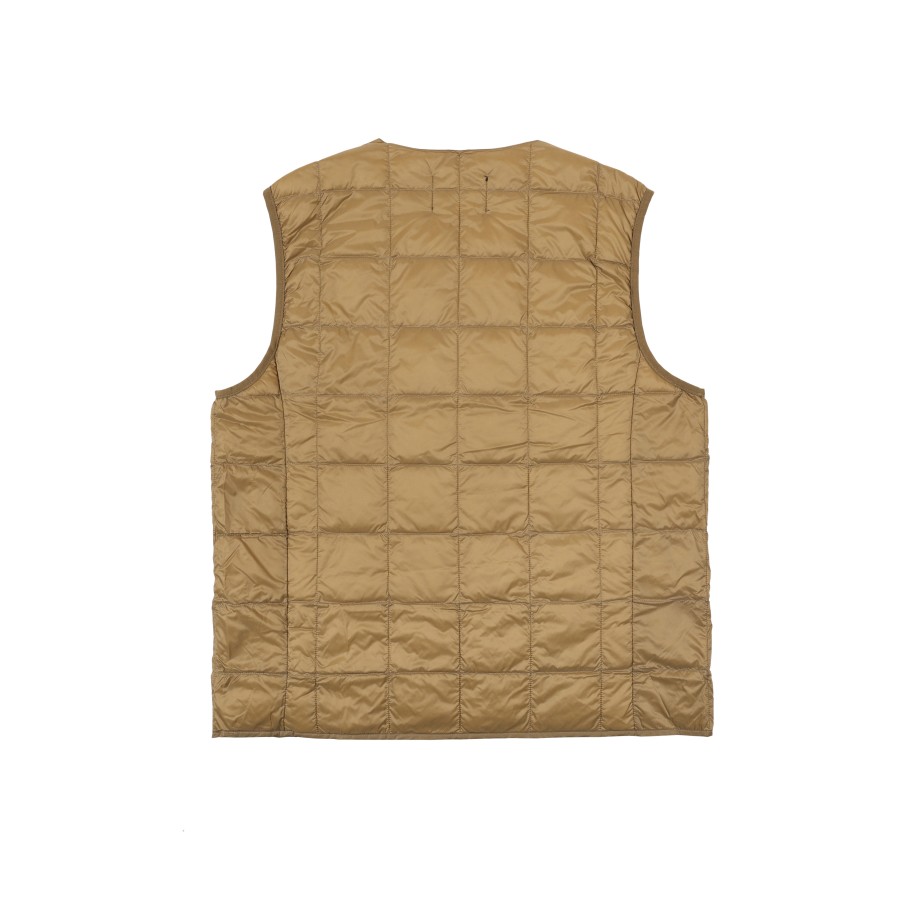 Tops 432HZ | Taion V-Neck Button Inner Down Vest Taion-001 Beige