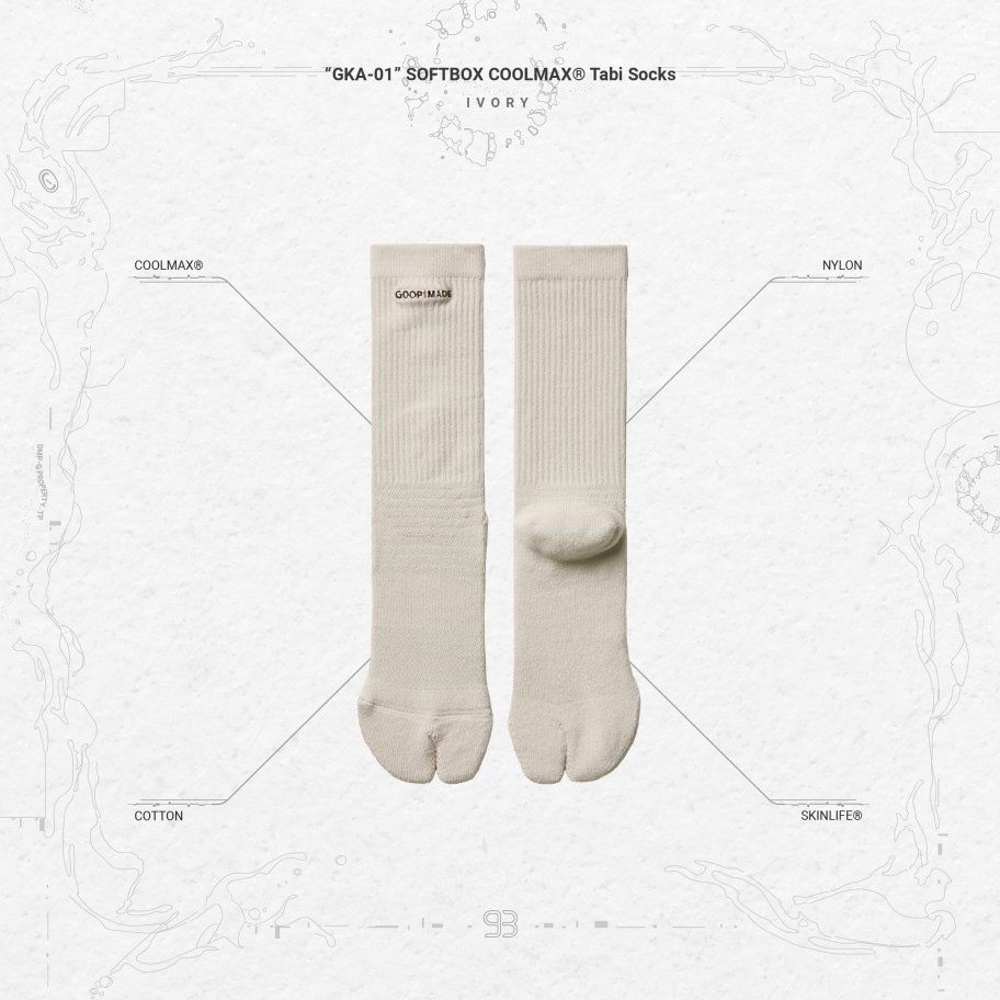 Accessories 432HZ | Goopimade "Gka-01" Softbox Coolmax® Tabi Socks - Ivory