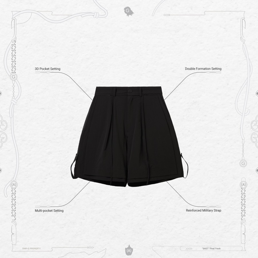 Bottoms 432HZ | Goopimade (A).11G - "Duet" R-Shield Strap Shorts - Blac