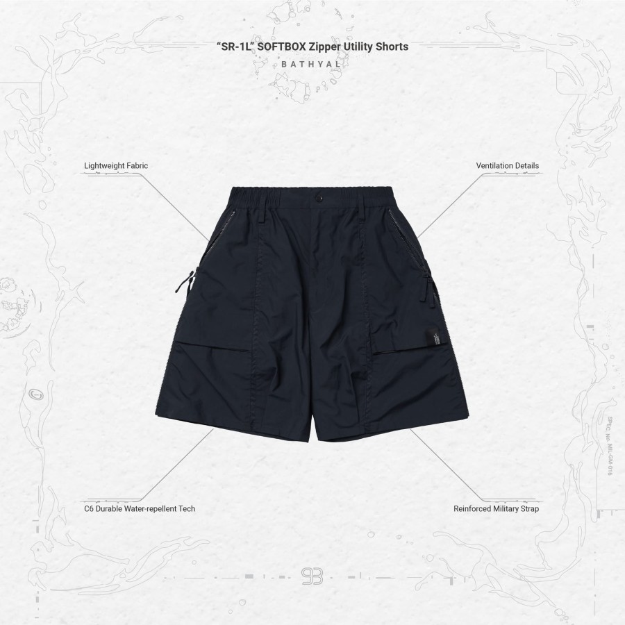 Bottoms 432HZ | Goopimade "Sr-1L" Softbox Zipper Utility Shorts - Bathy