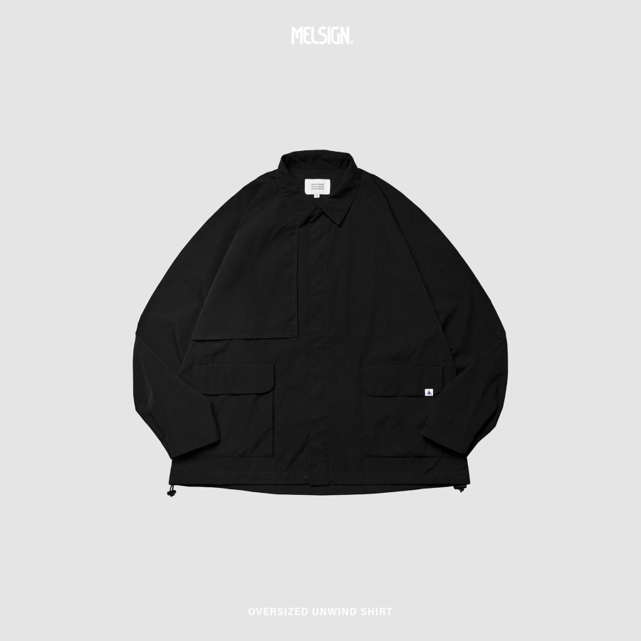 Tops 432HZ | Melsign - Oversized Unwind Shirt - Black