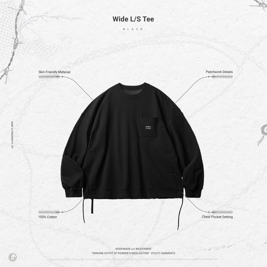 Tops 432HZ | Goopimade Wide L/S Tee - Black