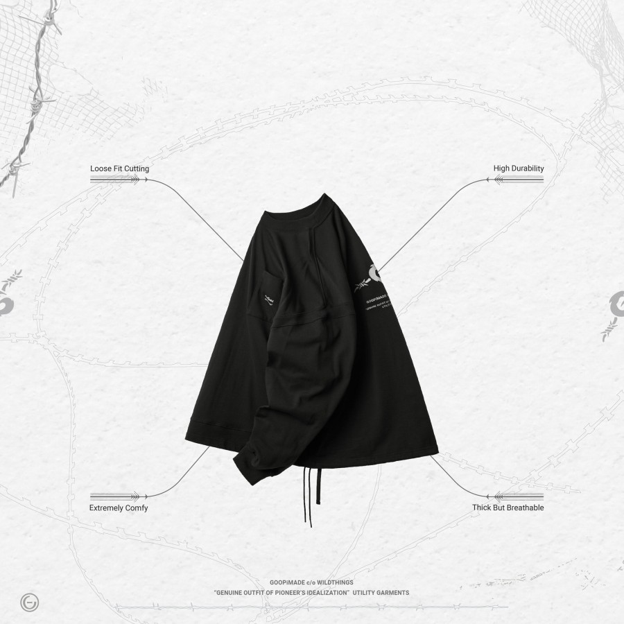 Tops 432HZ | Goopimade Wide L/S Tee - Black