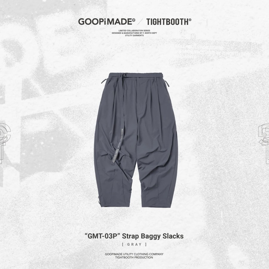 Bottoms 432HZ | Goopimade "Gmt-03P" Strap Baggy Slacks - Gray