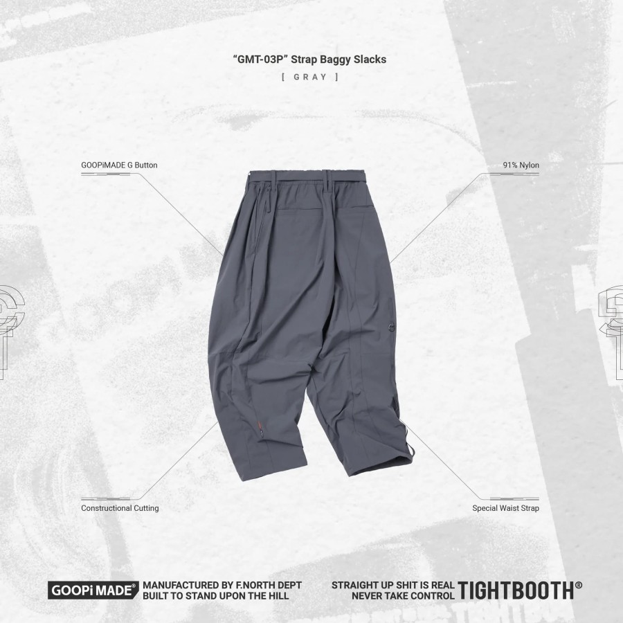 Bottoms 432HZ | Goopimade "Gmt-03P" Strap Baggy Slacks - Gray