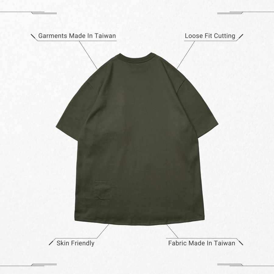 Tops 432HZ | Goopimade "Type-X" 3D-Pocket Tee - Olive