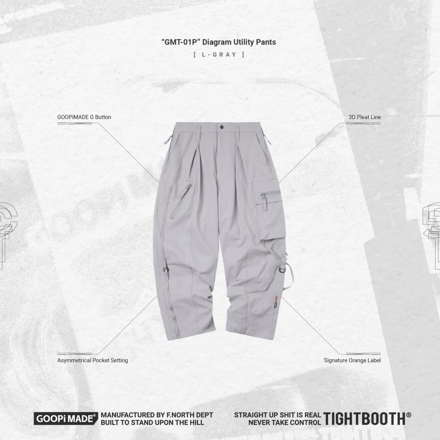 Bottoms 432HZ | Goopimade "Gmt-01P" Diagram Utility Pants - L-Gray