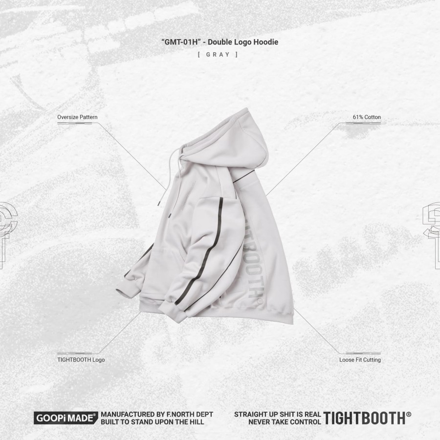 Tops 432HZ | Goopimade "Gmt-01H" - Double Logo Hoodie - Gray