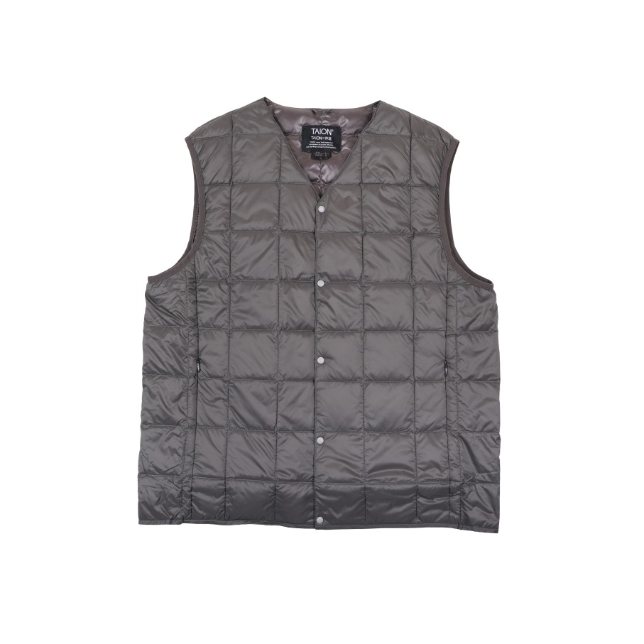 Tops 432HZ | Taion V-Neck Button Inner Down Vest Taion-001 D. Charco