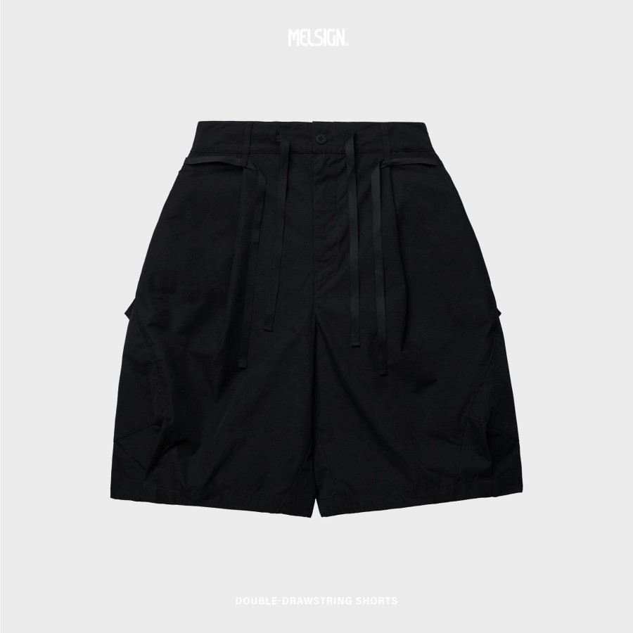 Bottoms 432HZ | Melsign - Double-Drawstring Shorts - Black