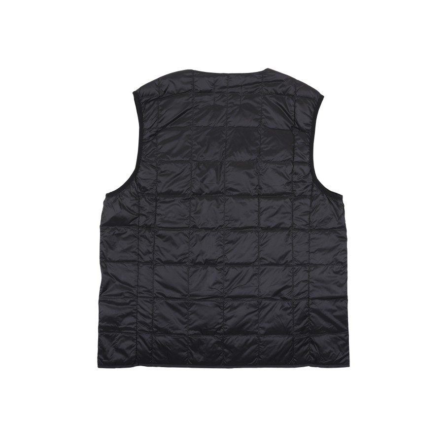 Tops 432HZ | Taion V-Neck Button Inner Down Vest Taion-001 Black