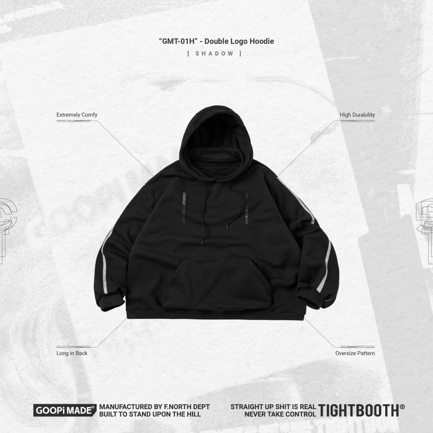 Tops 432HZ | Goopimade "Gmt-01H" - Double Logo Hoodie - Shadow