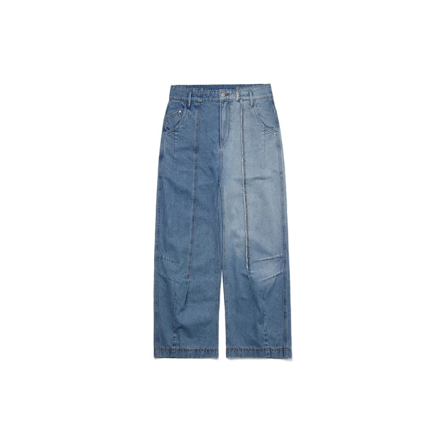 Bottoms 432HZ | Melsign - Stitching Fringe Denim - Natural