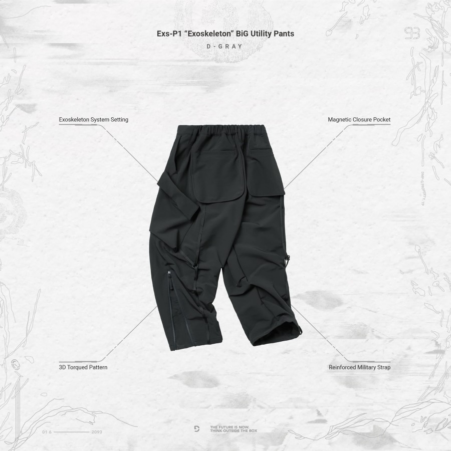 Bottoms 432HZ | Goopimade Exs-P1 "Exoskeleton" Big Utility Pants - D-Gr