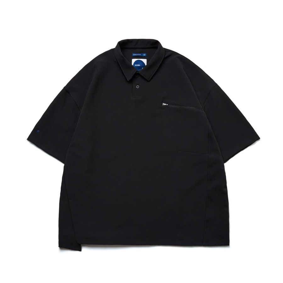 Tops 432HZ | Melsign - Zip-Pocket Polo Shirt - Black