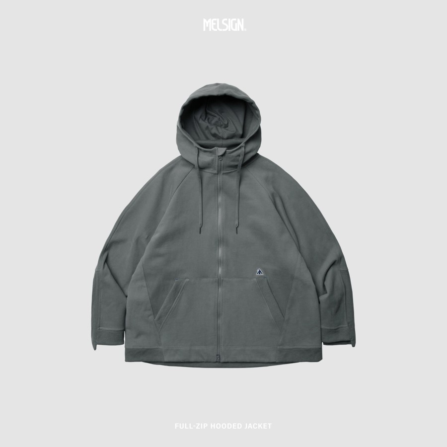 Tops 432HZ | Melsign - Full-Zip Hooded Jacket - Dusty Gray