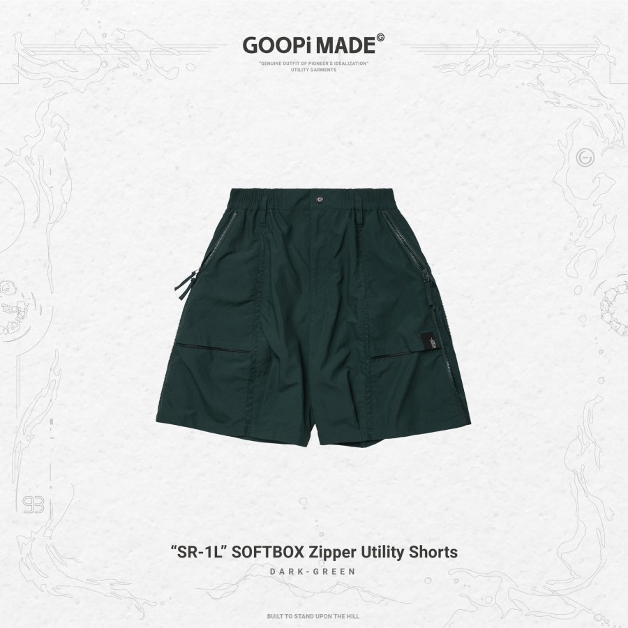 Bottoms 432HZ | Goopimade "Sr-1L" Softbox Zipper Utility Shorts - Dark-