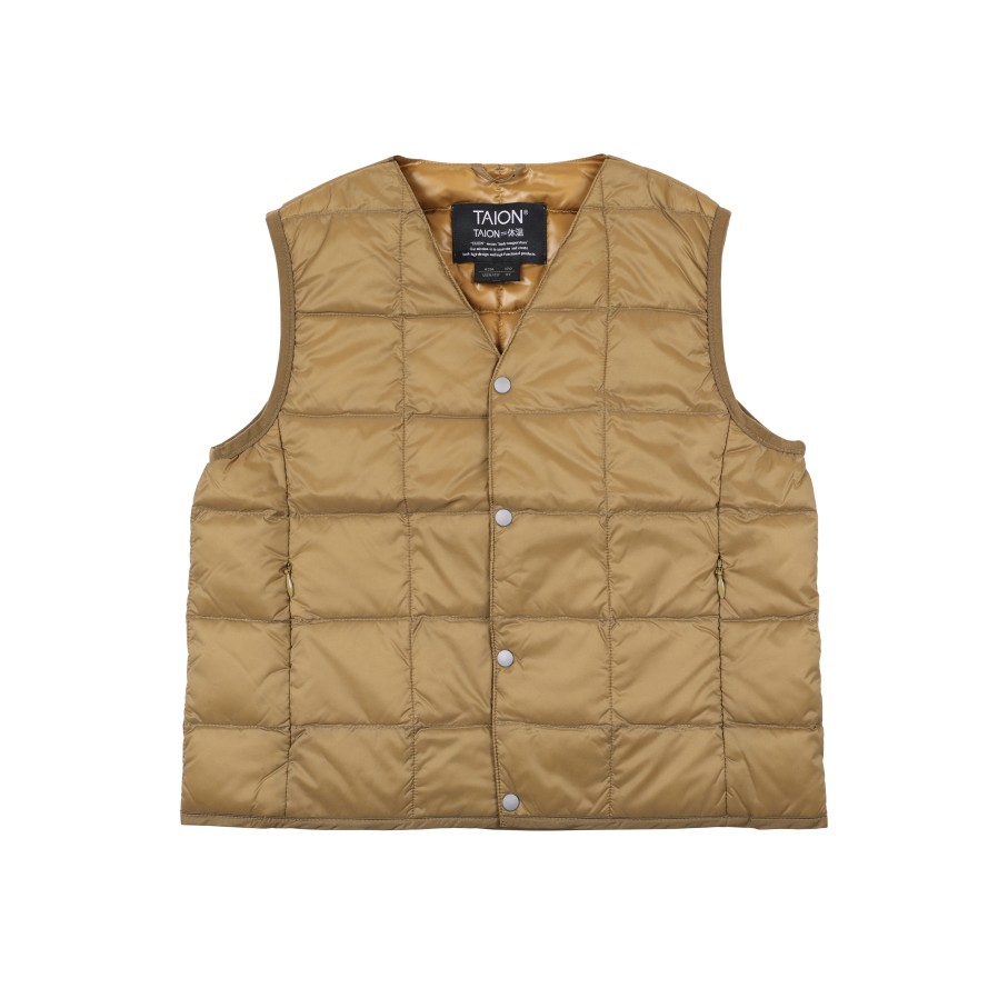 Tops 432HZ | Taion Kids V-Neck Button Down Vest Taion-K001 Beige