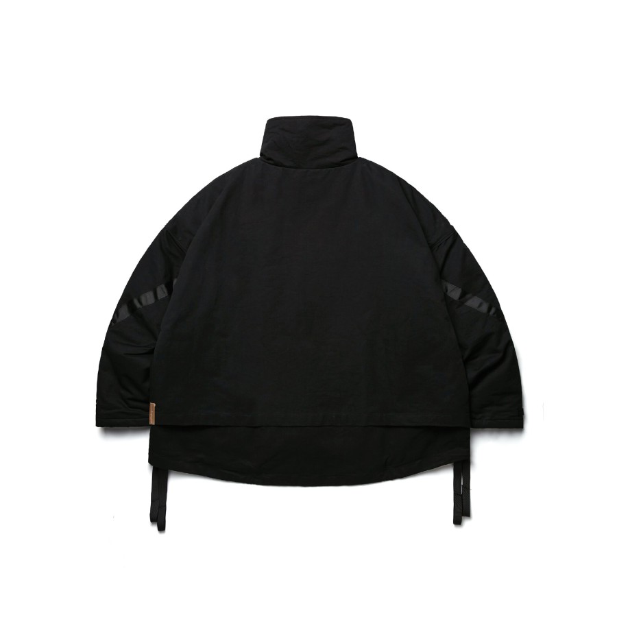 Tops 432HZ | Melsign X Mouggan - Oversized Layered Coat - Black