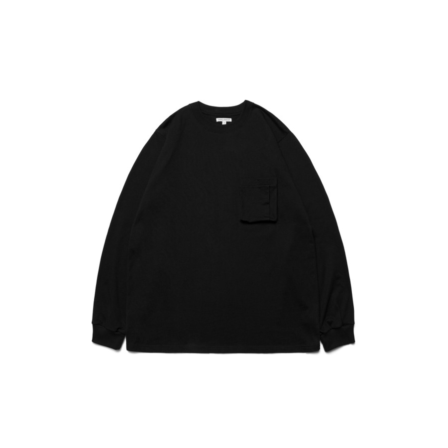 Tops 432HZ | Simple Design - C.T. Long Sleeve Pocket Tee - Black