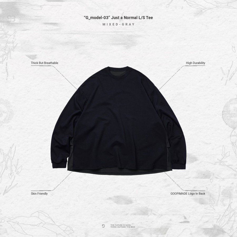 Tops 432HZ | Goopimade "G_Model-03" Just A Normal L/S Tee - Mixed-Gr