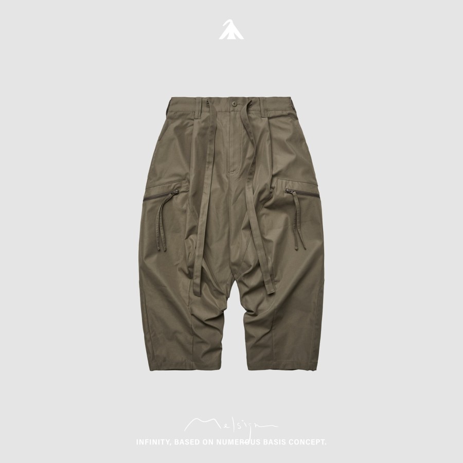 Bottoms 432HZ | Melsign - Strap Zip Pocket Trouser - Khaki