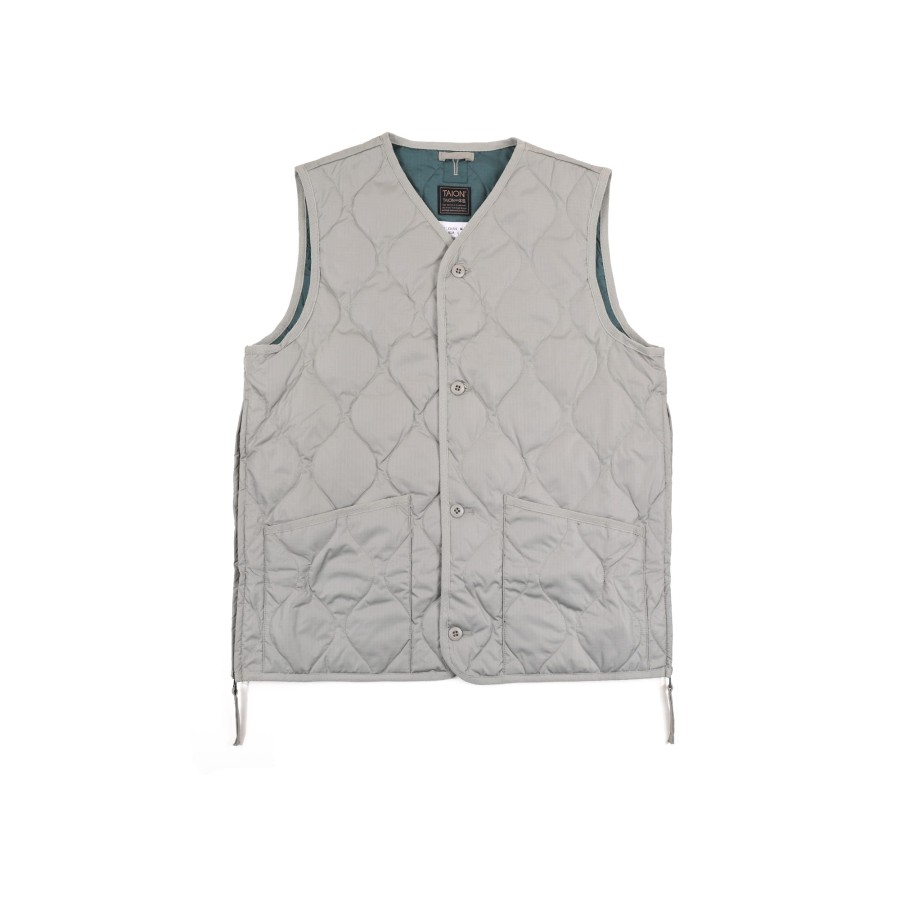 Tops 432HZ | Taion Military V-Neck Button Down Vest Taion-001Bml-1 B