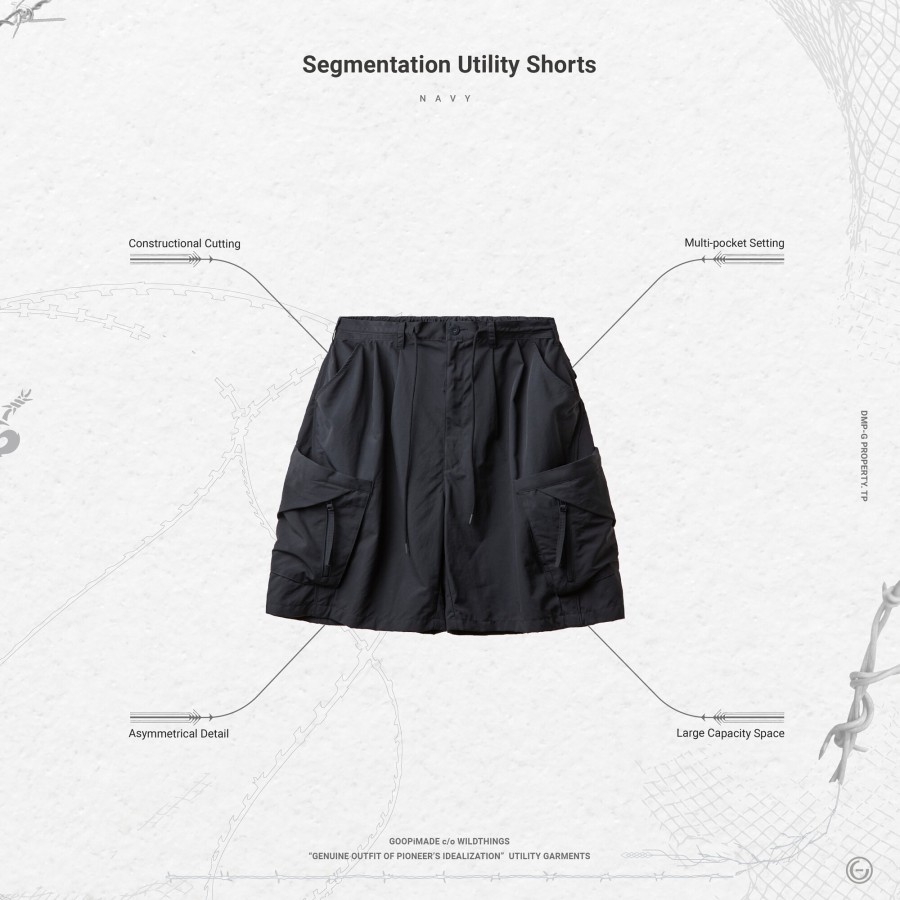 Bottoms 432HZ | Goopimade Segmentation Utility Shorts - Navy