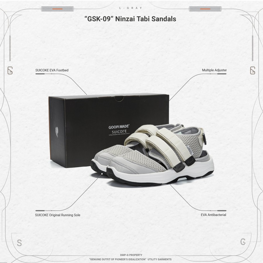 Footwear 432HZ | Goopimade "Gsk-09" Ninzai Tabi Sandals - L-Gray