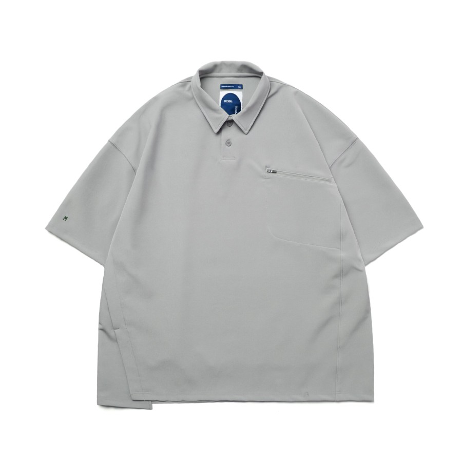 Tops 432HZ | Melsign - Zip-Pocket Polo Shirt - Gray