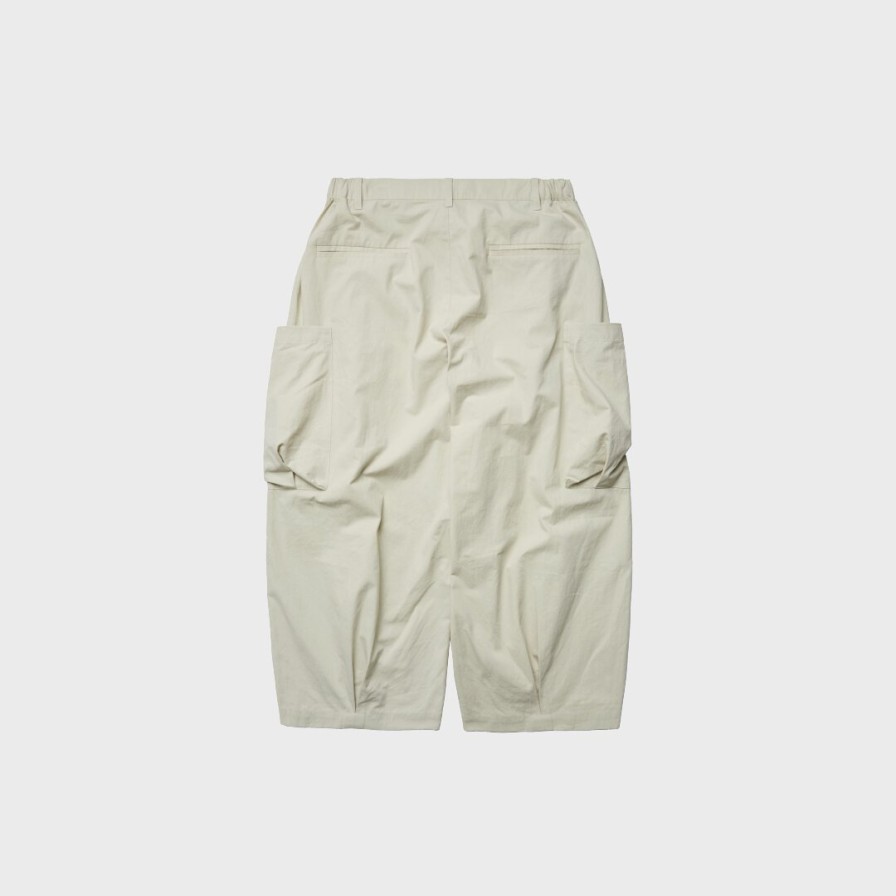 Bottoms 432HZ | Simple Design - Strap Washed Cargo Pants V2 - Ivory