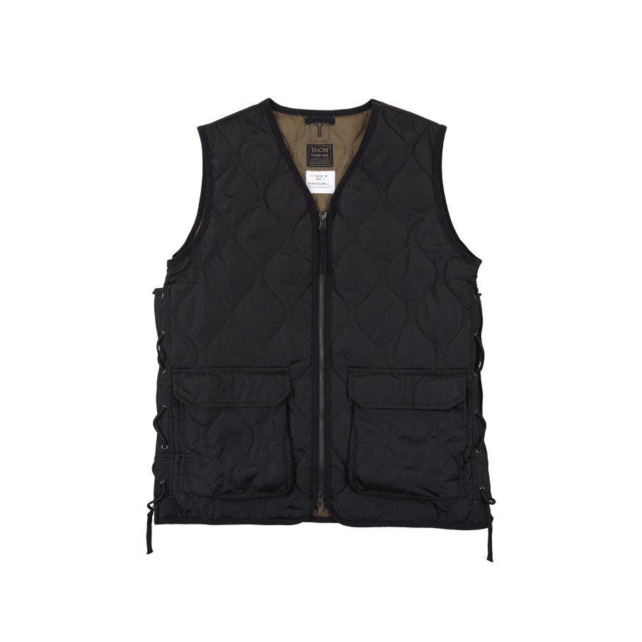 Tops 432HZ | Taion Military V Neck W Zip Lace Up Down Vest Taion-001