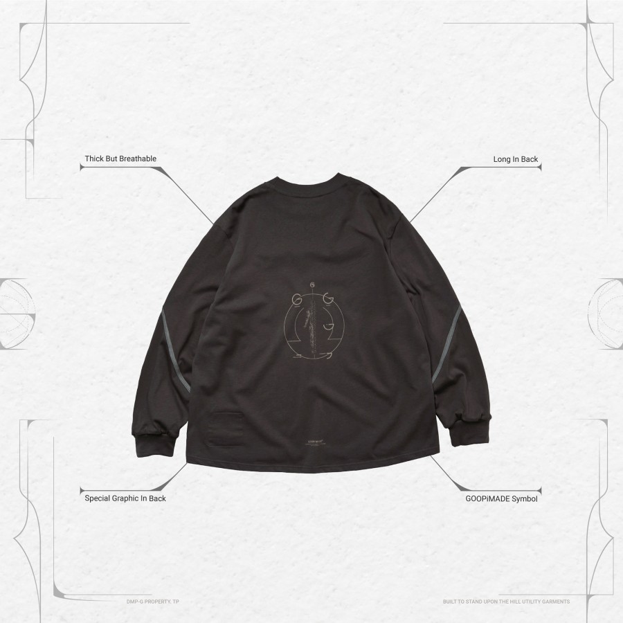 Tops 432HZ | Goopimade Vi-G03T "Human-G" L/S Graphic Tee - Iron