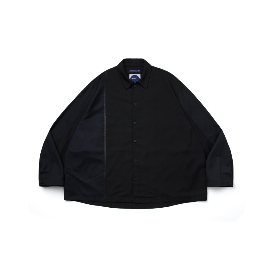 Tops 432HZ | Melsign - Patched Ov-L/S Shirt - Black