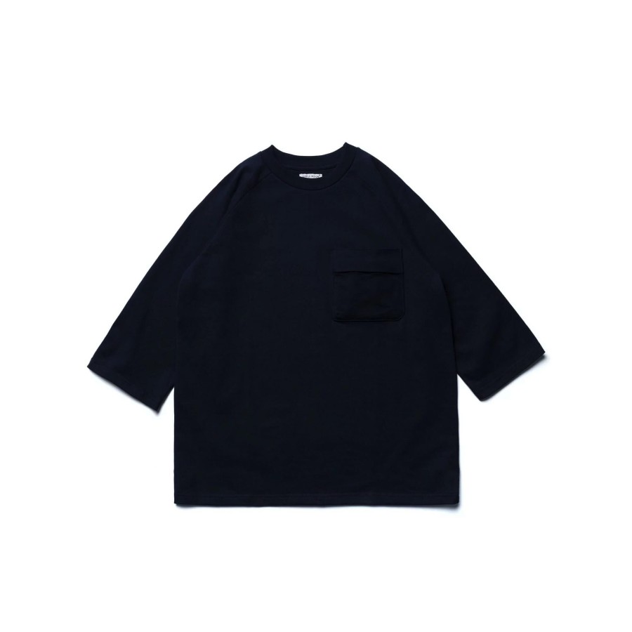 Tops 432HZ | Simple Design - C.T. 3/4 Sleeve Pocket Tee - Navy