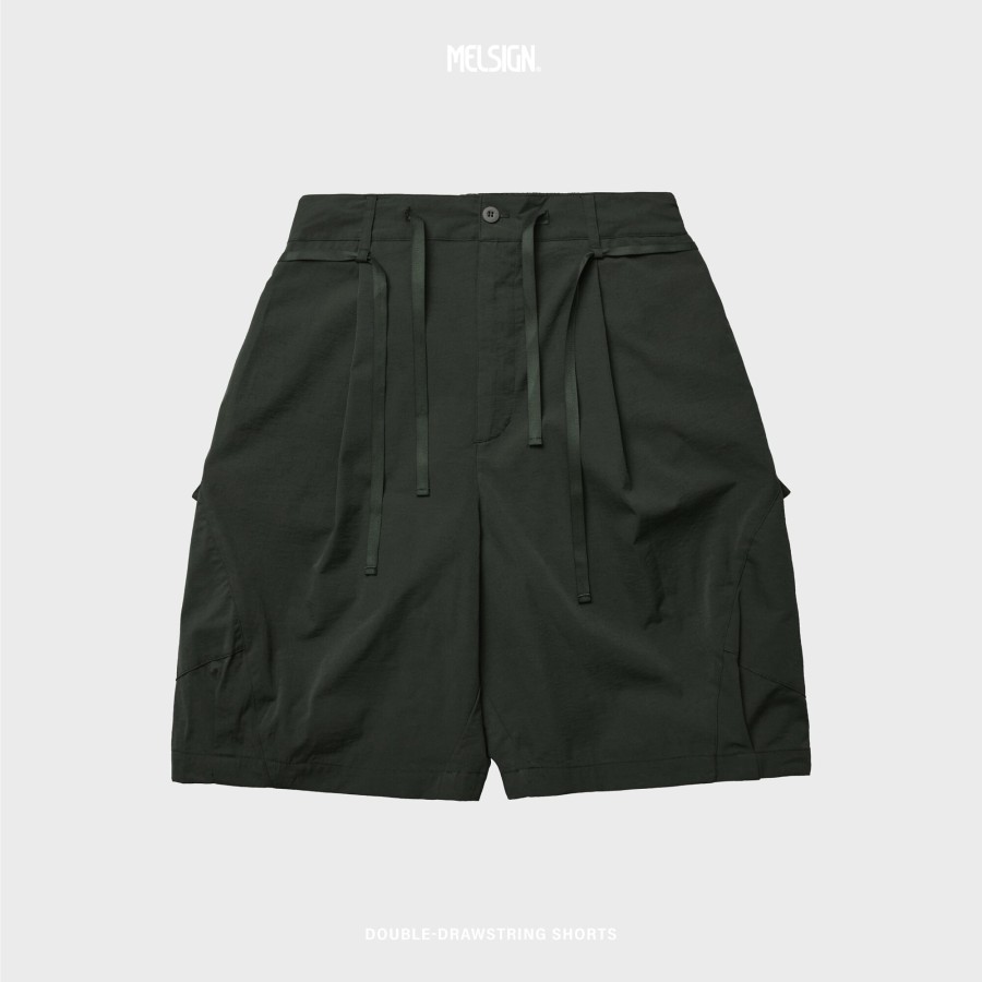 Bottoms 432HZ | Melsign - Double-Drawstring Shorts - Olive