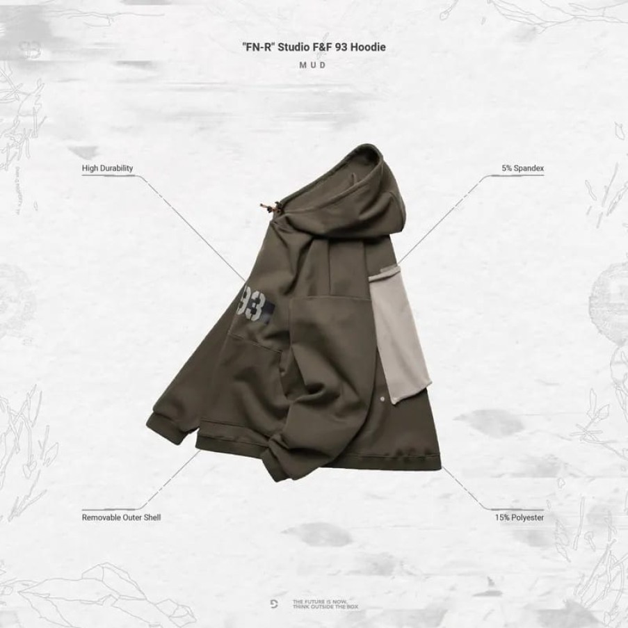 Tops 432HZ | Goopimade "Fn-R" Studio F&F 93 Hoodie - Mud