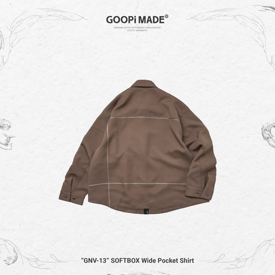 Tops 432HZ | Goopimade Gnv-13" Softbox Wide Pocket Shirt - Taupe