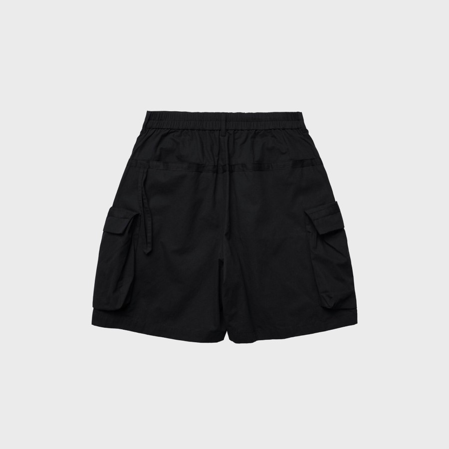 Bottoms 432HZ | Melsign - Strap Washed Cargo Shorts - Black