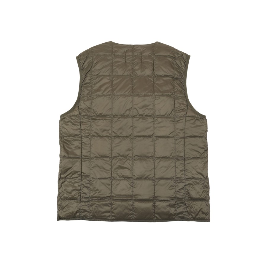 Tops 432HZ | Taion V-Neck Button Inner Down Vest Taion-001 D. Olive