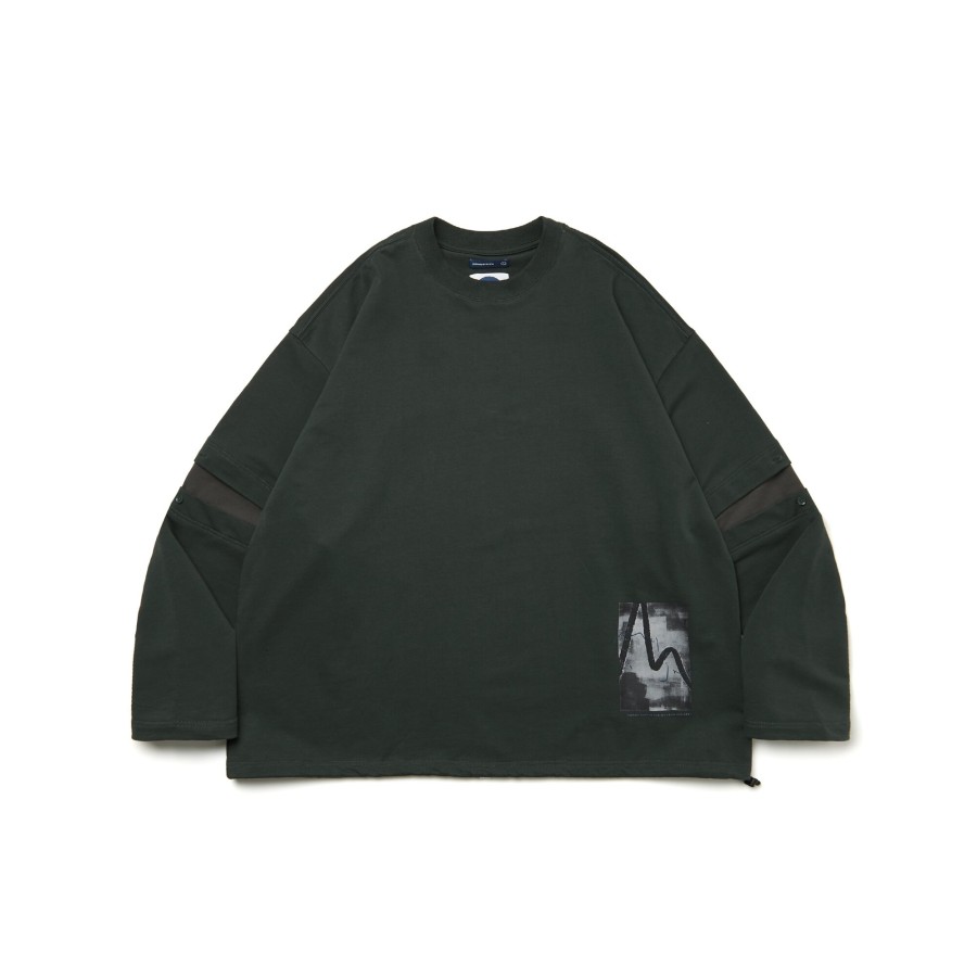 Tops 432HZ | Melsign - Stitching Detail L/S Tee - Sage Green