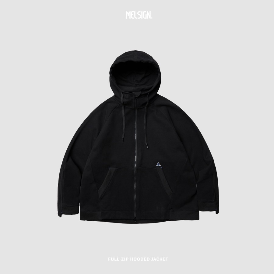 Tops 432HZ | Melsign - Full-Zip Hooded Jacket - Black