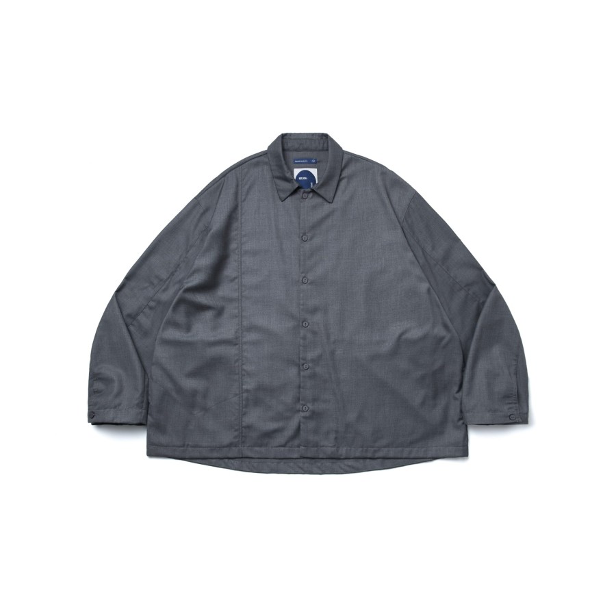 Tops 432HZ | Melsign - Patched Ov-L/S Shirt - Gray