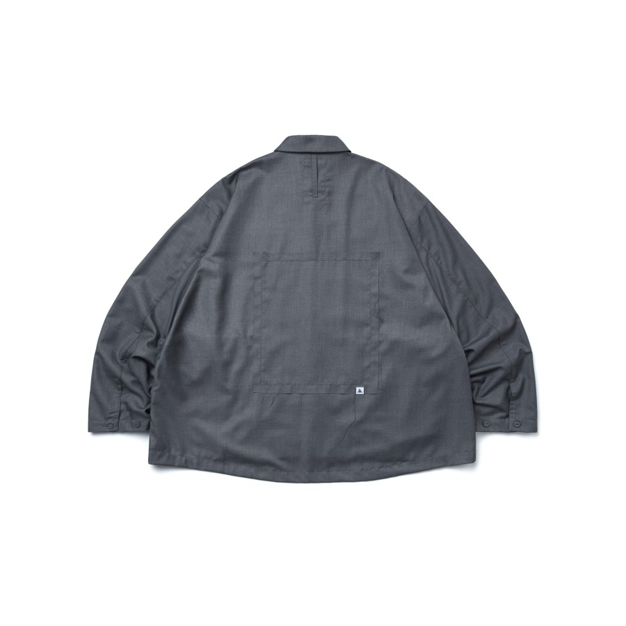 Tops 432HZ | Melsign - Patched Ov-L/S Shirt - Gray