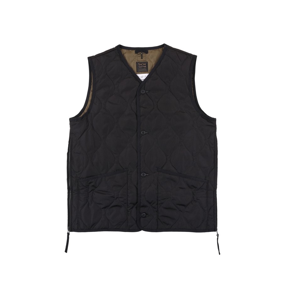 Tops 432HZ | Taion Military V Neck W Zip Lace Up Down Vest Taion-001