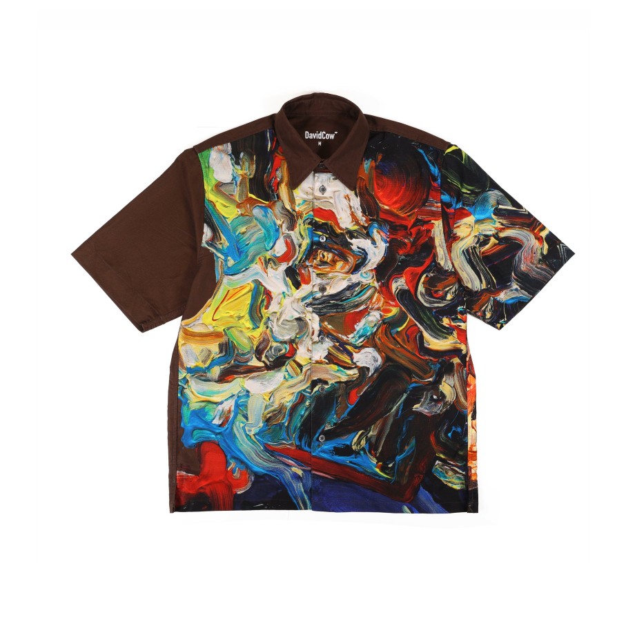 Tops 432HZ | David Cow "Olympian" Oversized Printed Short Sleeve Shi