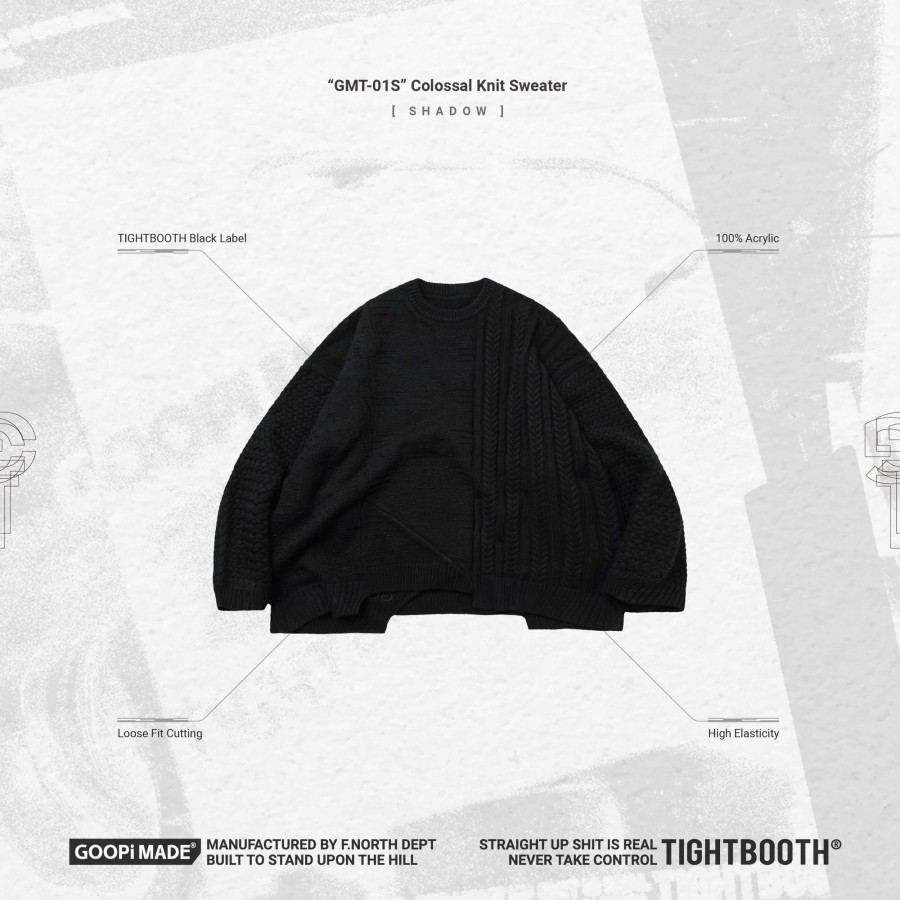 Tops 432HZ | Goopimade "Gmt-01S" Colossal Knit Sweater - Shadow