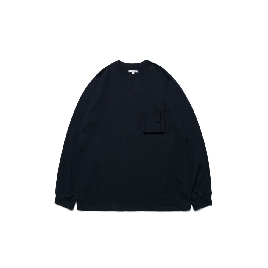 Tops 432HZ | Simple Design - C.T. Long Sleeve Pocket Tee - Navy