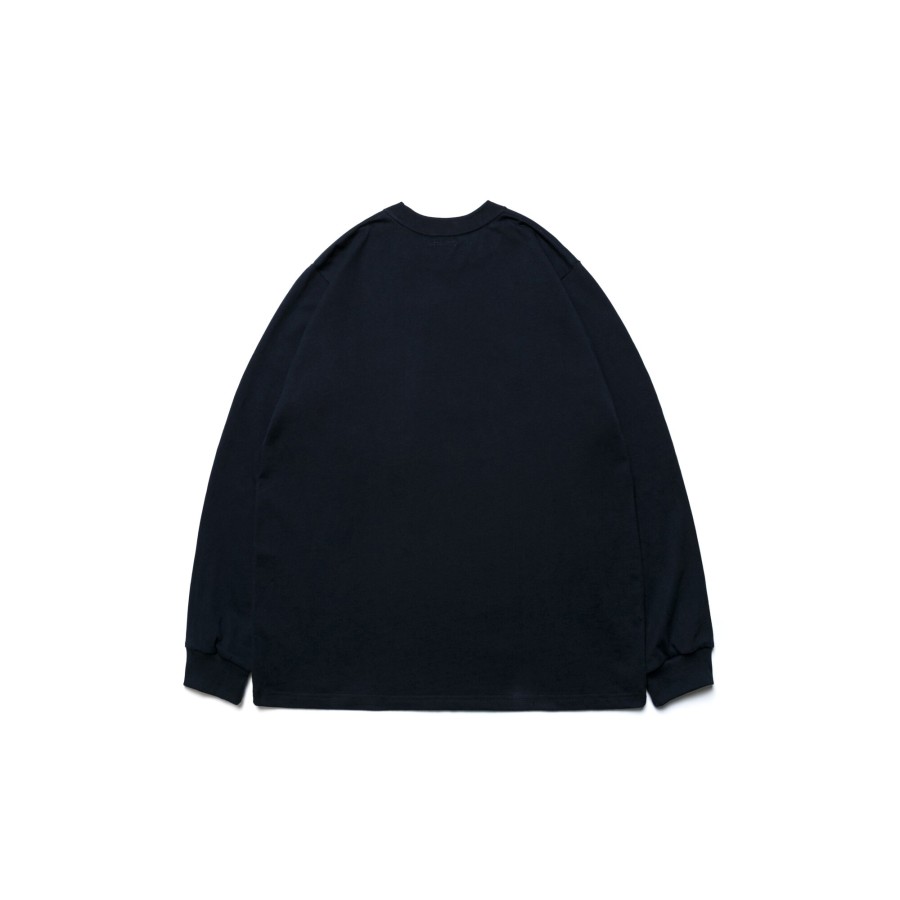 Tops 432HZ | Simple Design - C.T. Long Sleeve Pocket Tee - Navy