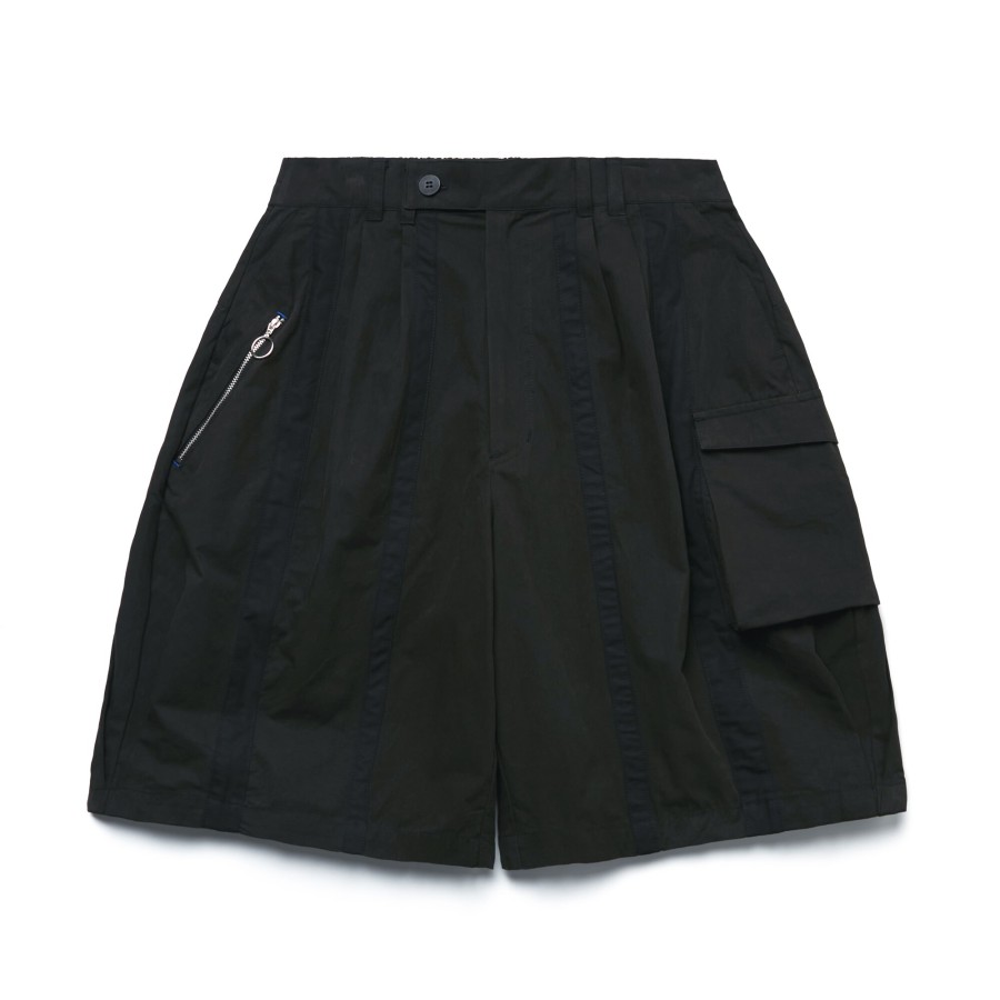 Bottoms 432HZ | Melsign - Stripe Pocket Shorts - Black